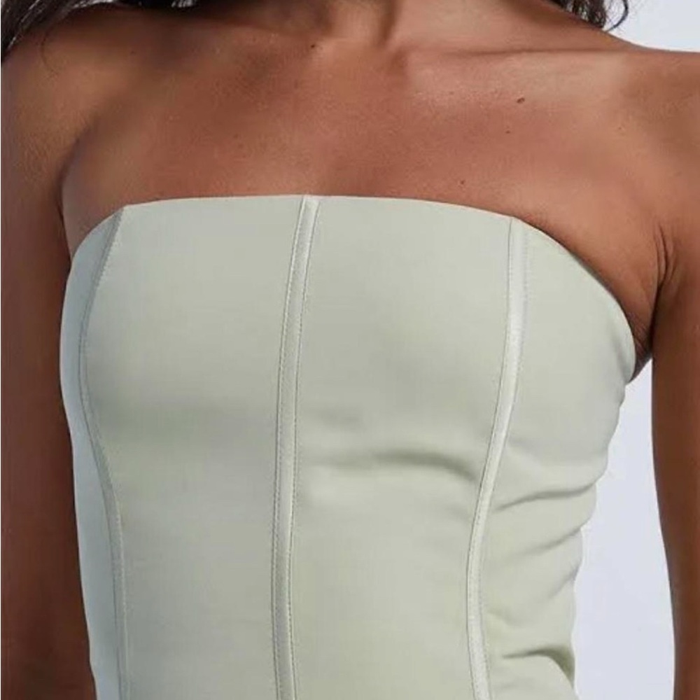 Kendall & Kylie Strapless Light Cream Dress